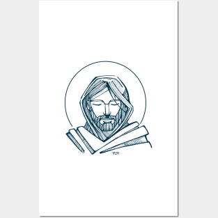 Jesus Christ Serene Face illustration Posters and Art